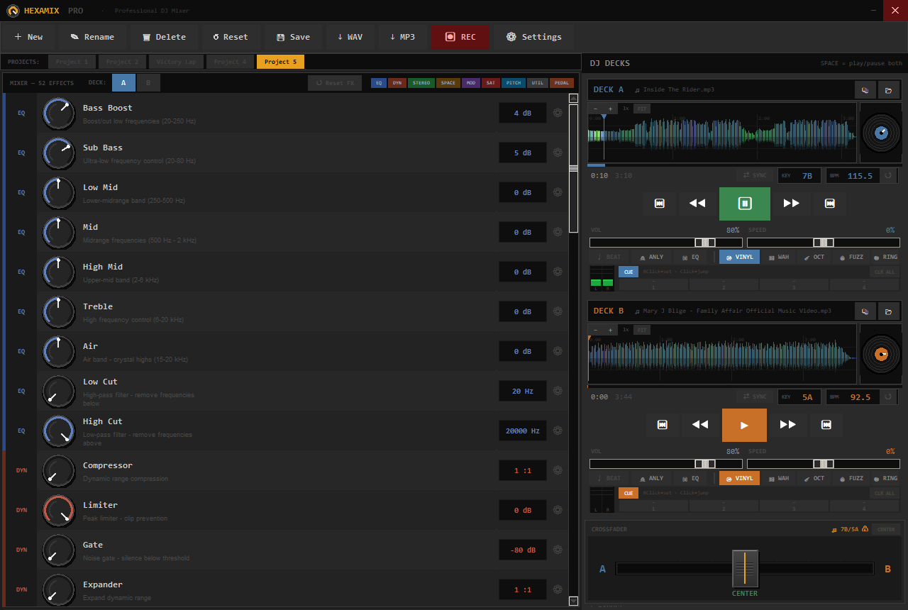 HexaMix Pro interface