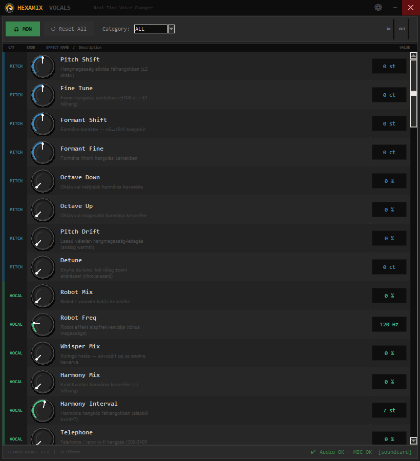 HexaMix Vocals interface